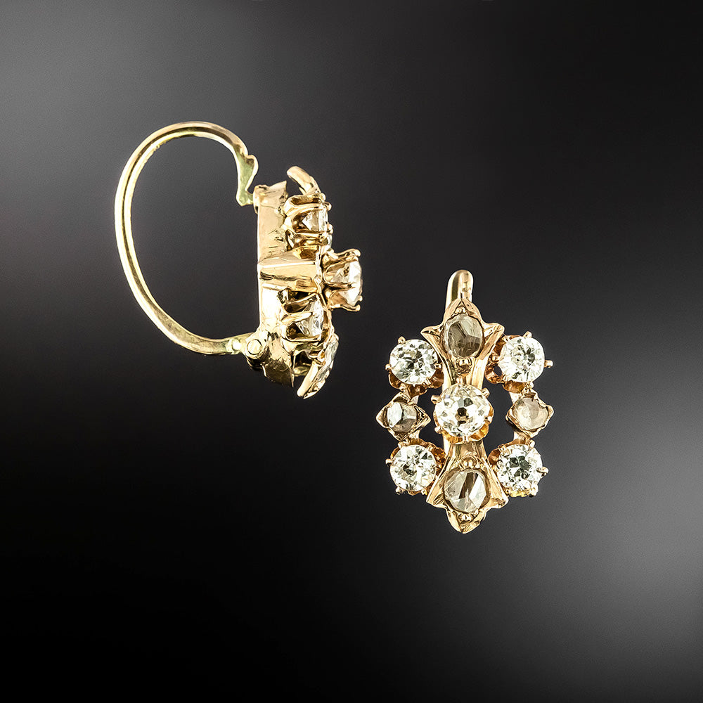 Victorian Diamond Cluster Earrings - 3
