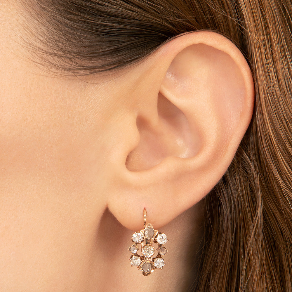 Victorian Diamond Cluster Earrings - 4