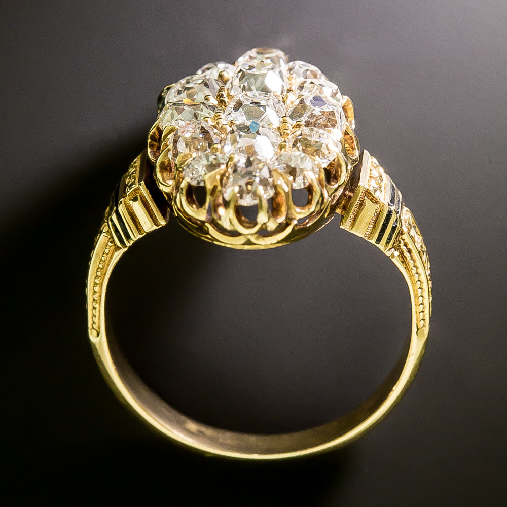 Victorian Diamond Cluster Ring, Size 7 1/4 - 5
