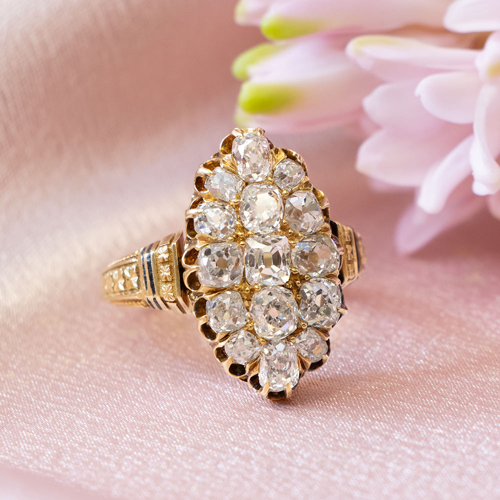 Victorian Diamond Cluster Ring, Size 7 1/4 - 7