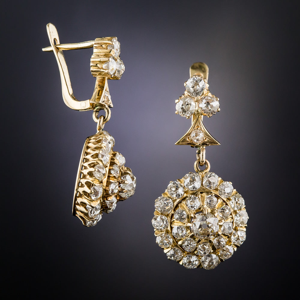 Victorian Diamond Dangle Earrings - 4