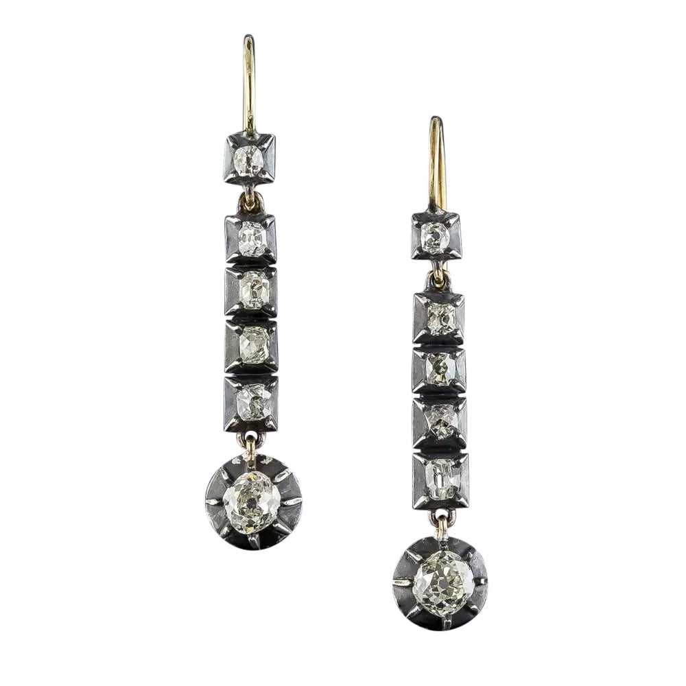 Victorian Diamond Drop Earrings - 4