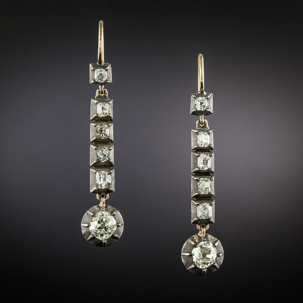 Victorian Diamond Drop Earrings - 1