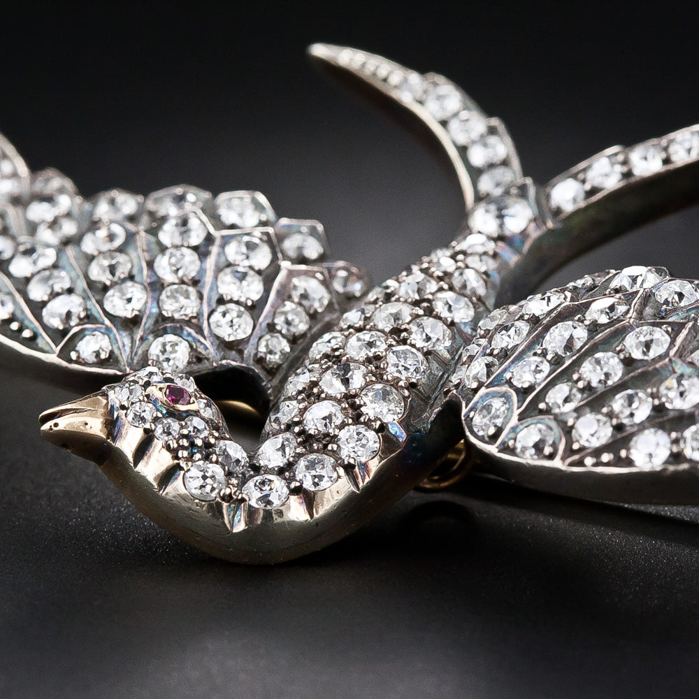  Victorian Diamond Encrusted Bird Brooch - 8
