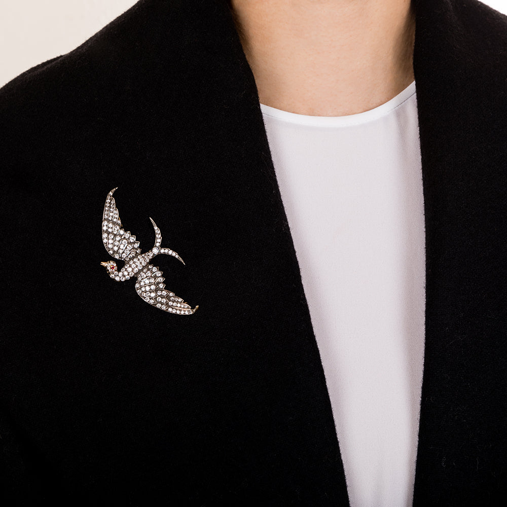  Victorian Diamond Encrusted Bird Brooch - 10
