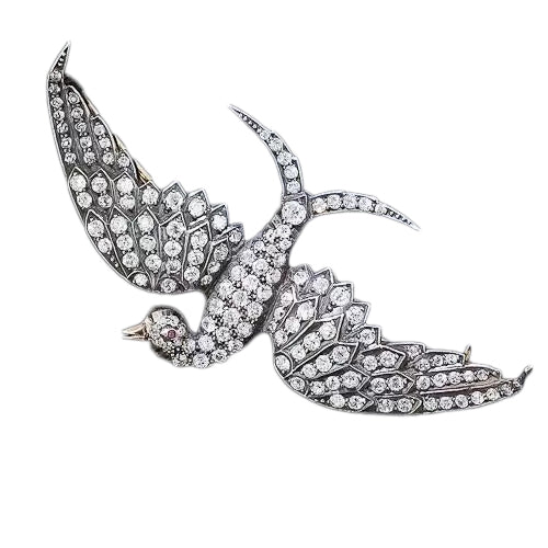  Victorian Diamond Encrusted Bird Brooch - 11