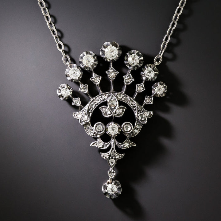 Victorian Diamond Fan Necklace