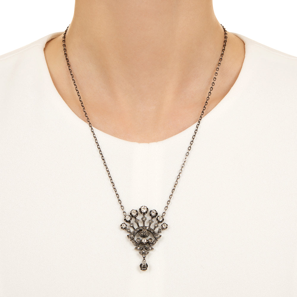 Victorian Diamond Fan Necklace - 3