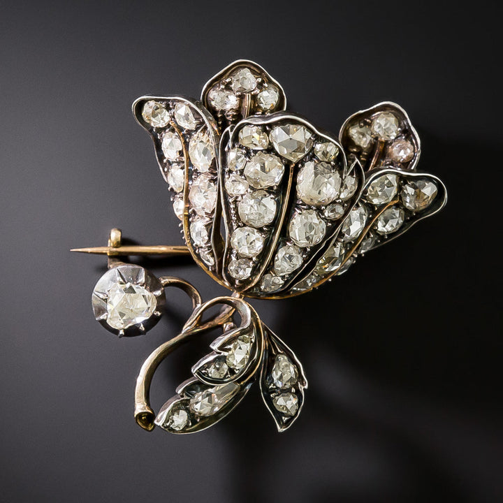 Victorian Diamond Flower Brooch