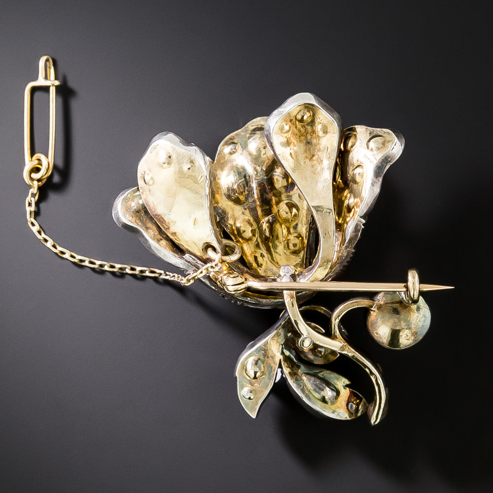 Victorian Diamond Flower Brooch - 4