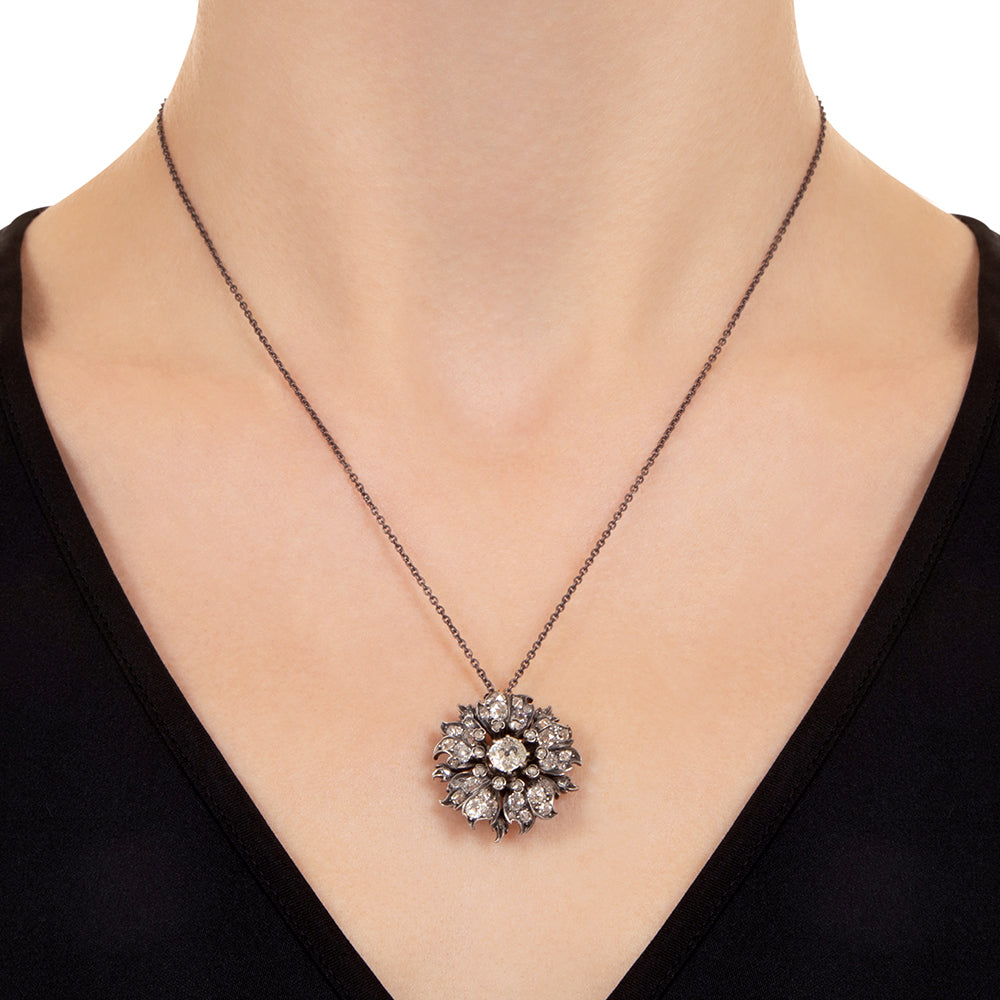 Victorian Diamond Flower Necklace - 3