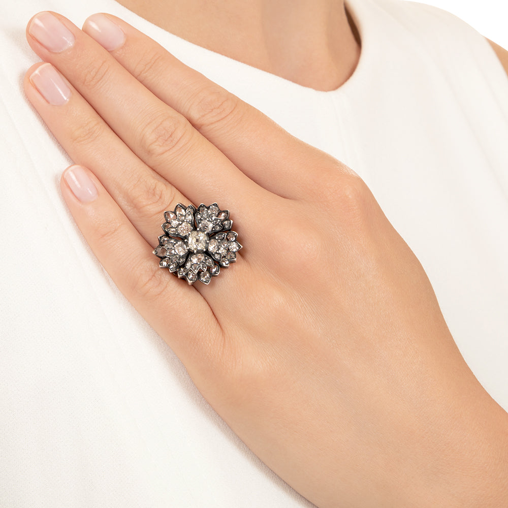 Victorian Diamond Flower Ring - 6