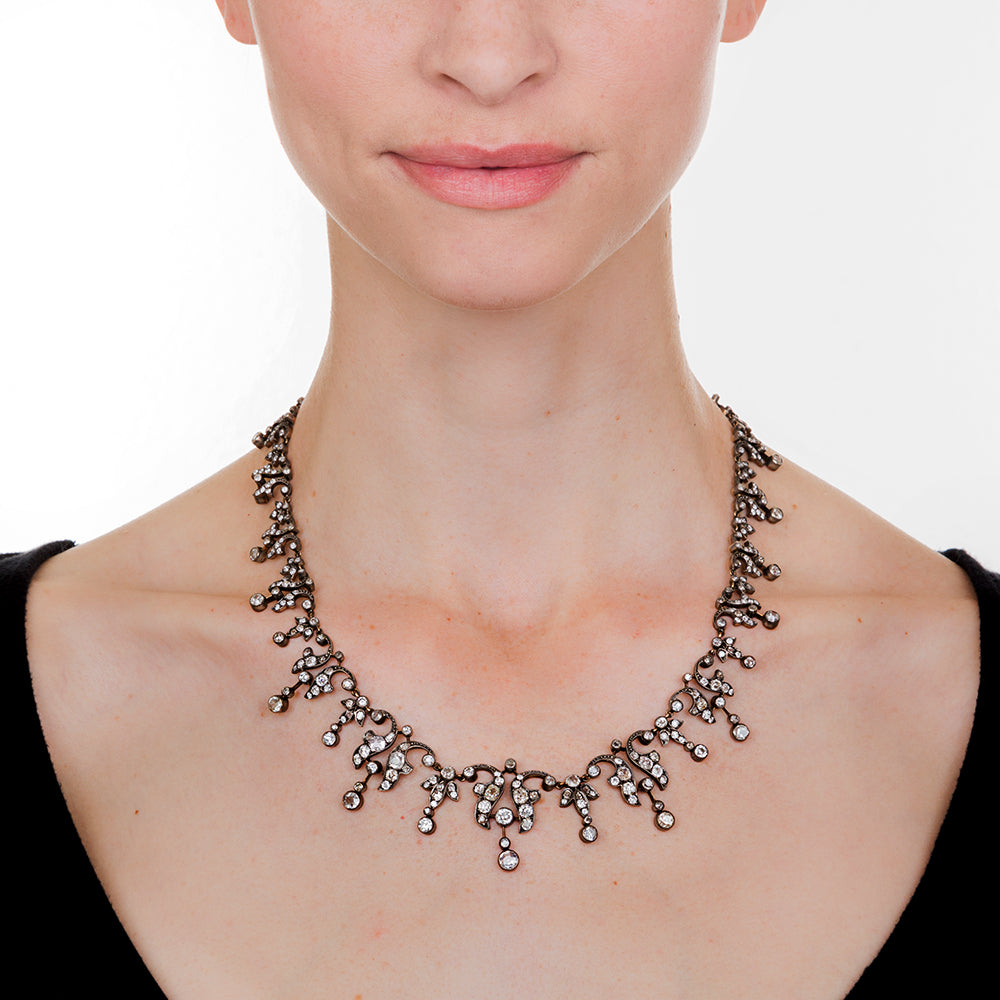 Antique Diamond Fringe Necklace - 5
