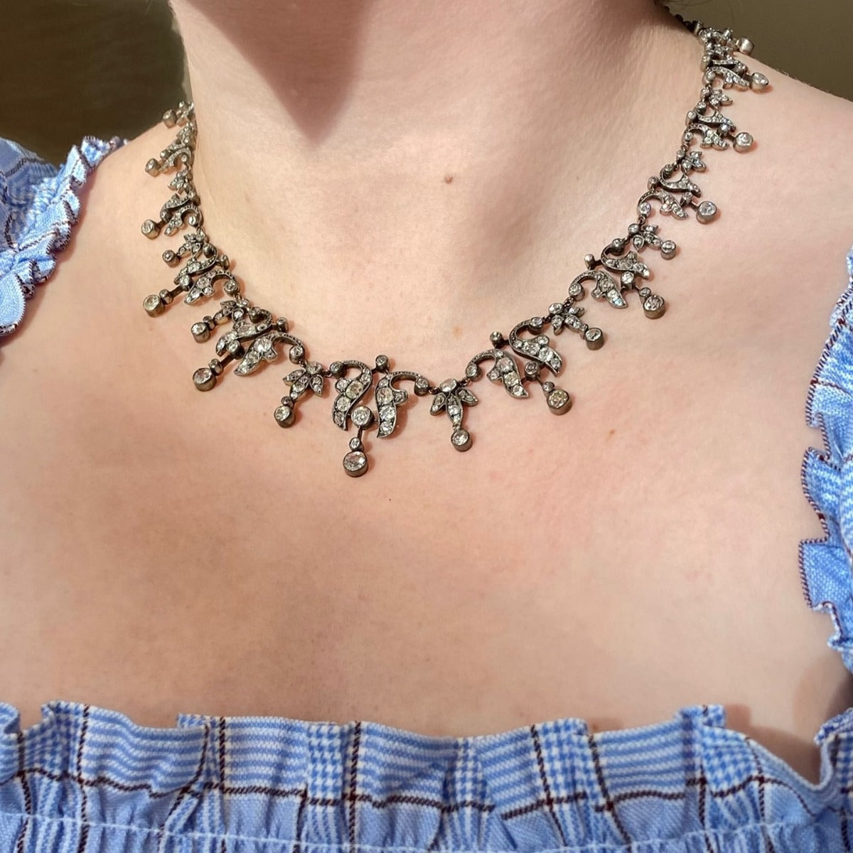 Antique Diamond Fringe Necklace - 9
