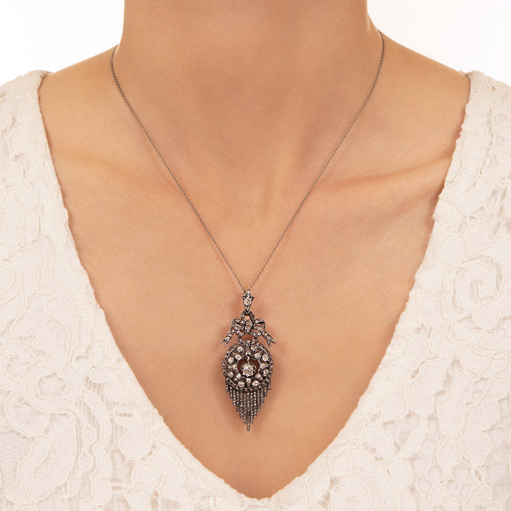  Victorian Diamond Fringe Pendant - 8