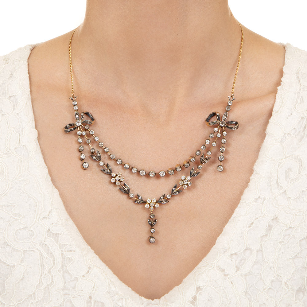 Victorian Diamond Garland Necklace - 3