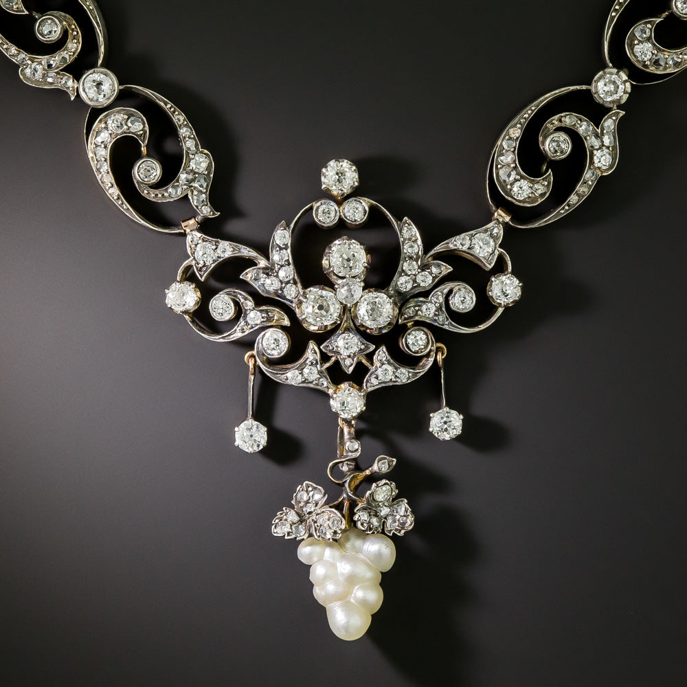  Victorian Diamond Grape Cluster Necklace - 2