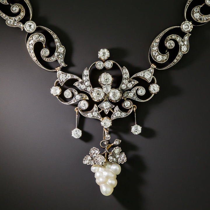Victorian Diamond Grape Cluster Necklace