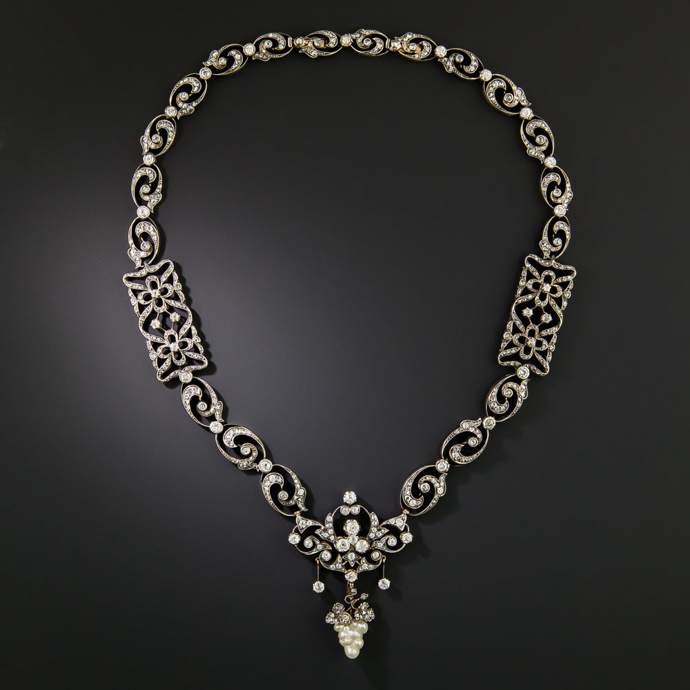  Victorian Diamond Grape Cluster Necklace - 3