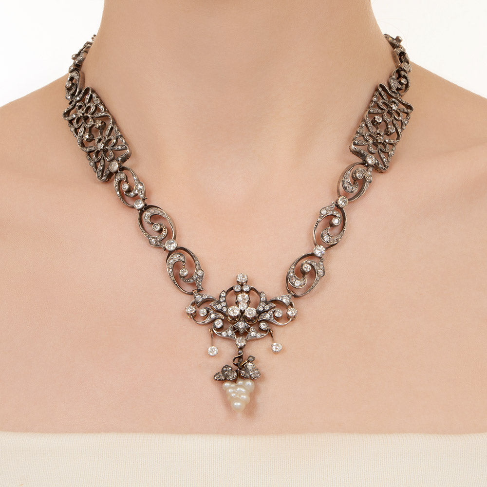  Victorian Diamond Grape Cluster Necklace - 4