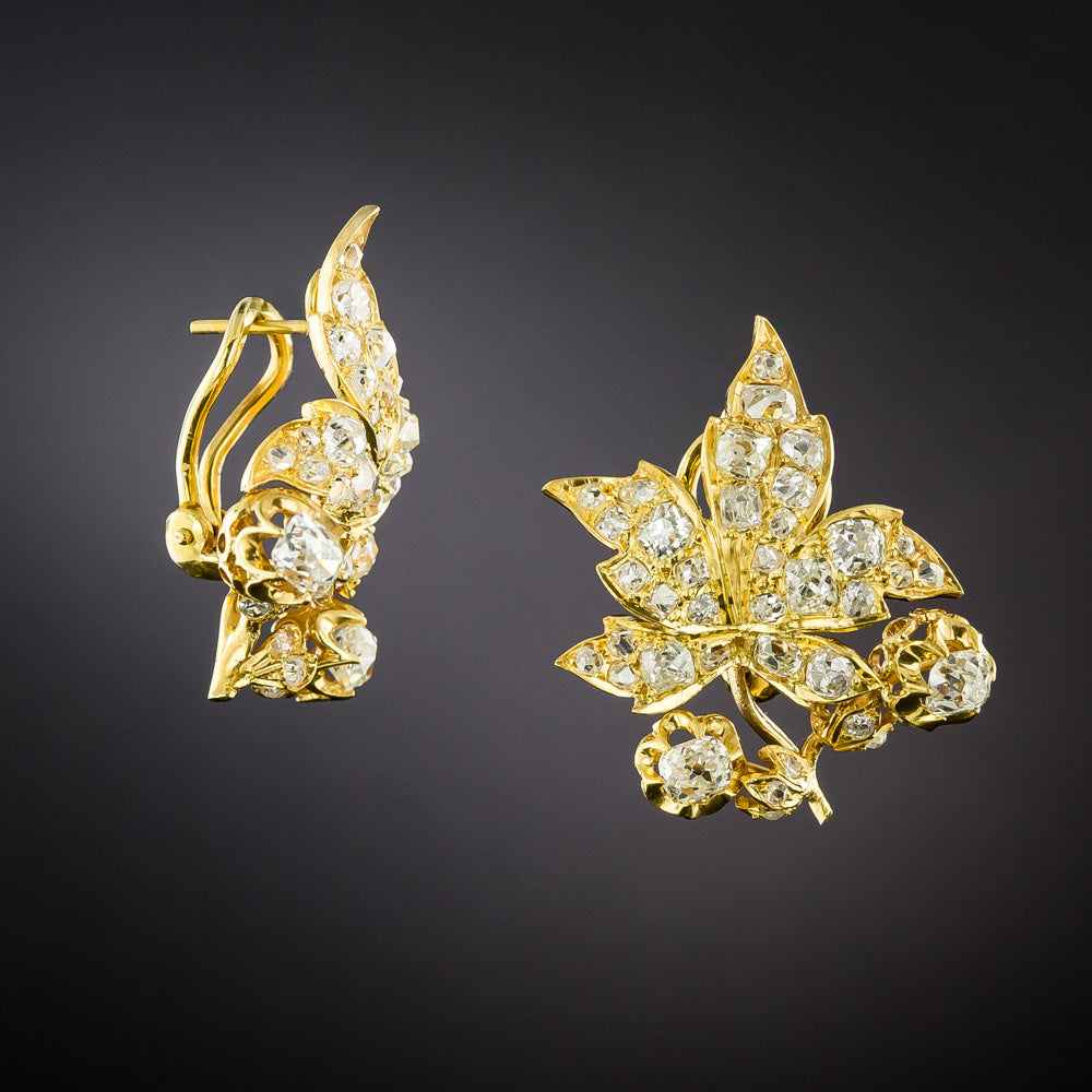 Victorian Diamond Leaf Earrings - 9
