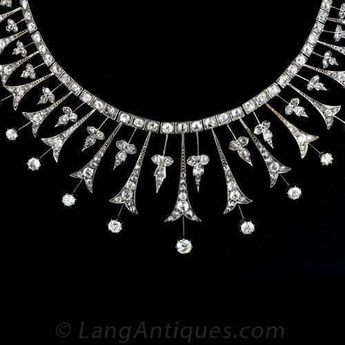 Victorian Diamond Necklace in Silver Over Gold