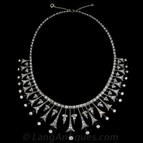 Victorian Diamond Necklace in Silver Over Gold - 5