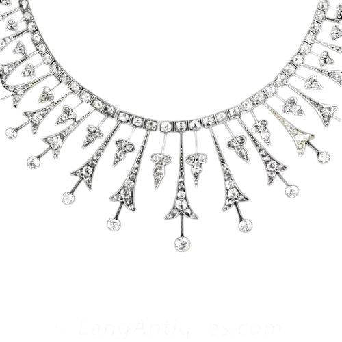 Victorian Diamond Necklace in Silver Over Gold - 6