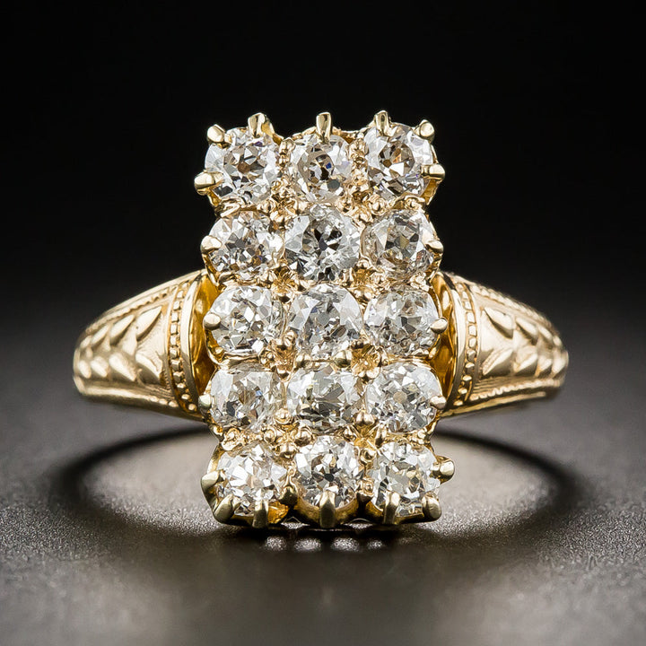 Victorian Diamond Rectangular Cluster Dinner Ring