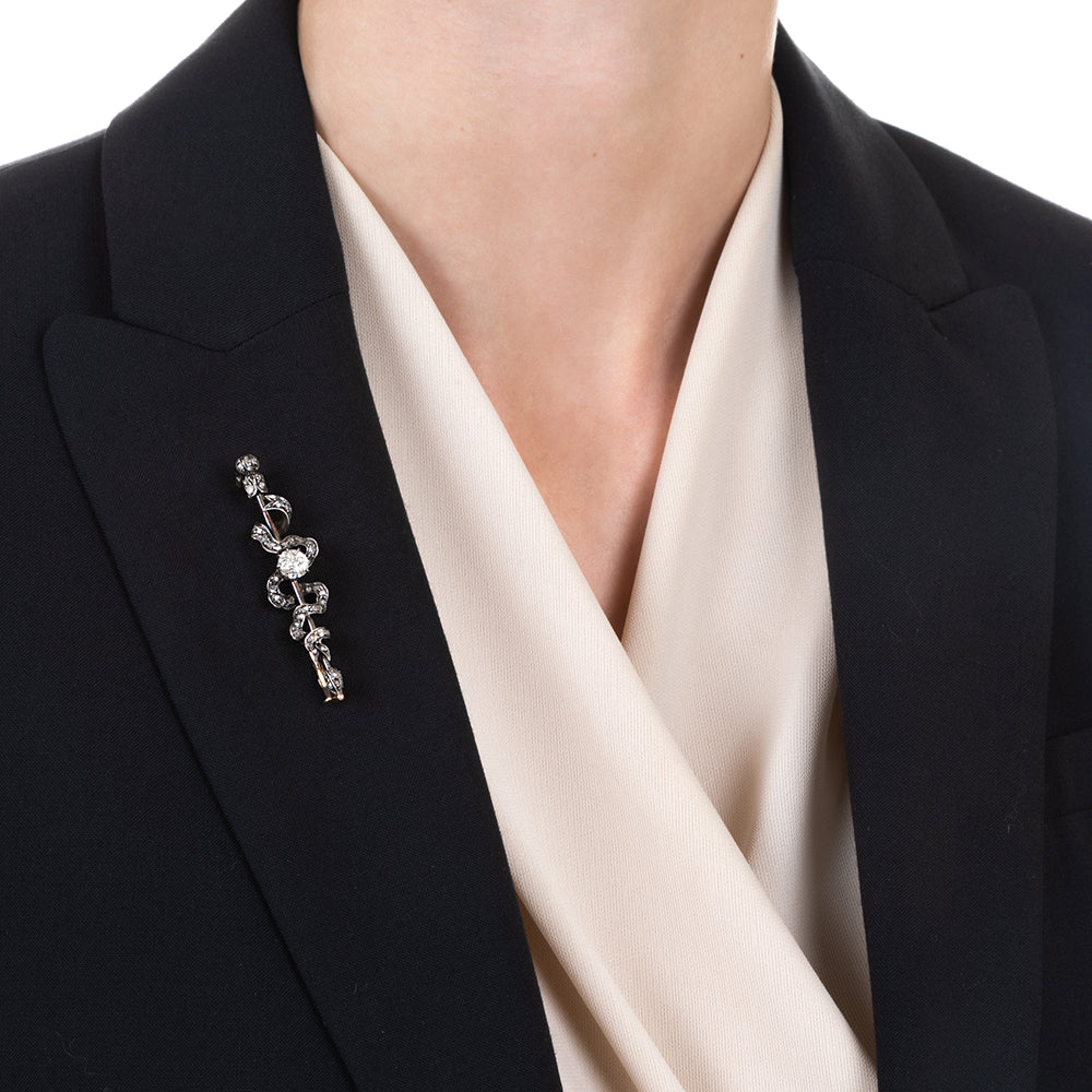 Victorian Diamond Ribbon Pin - 4