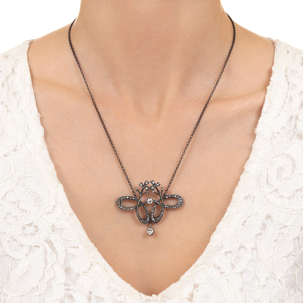 Victorian Diamond Scroll Necklace - 4