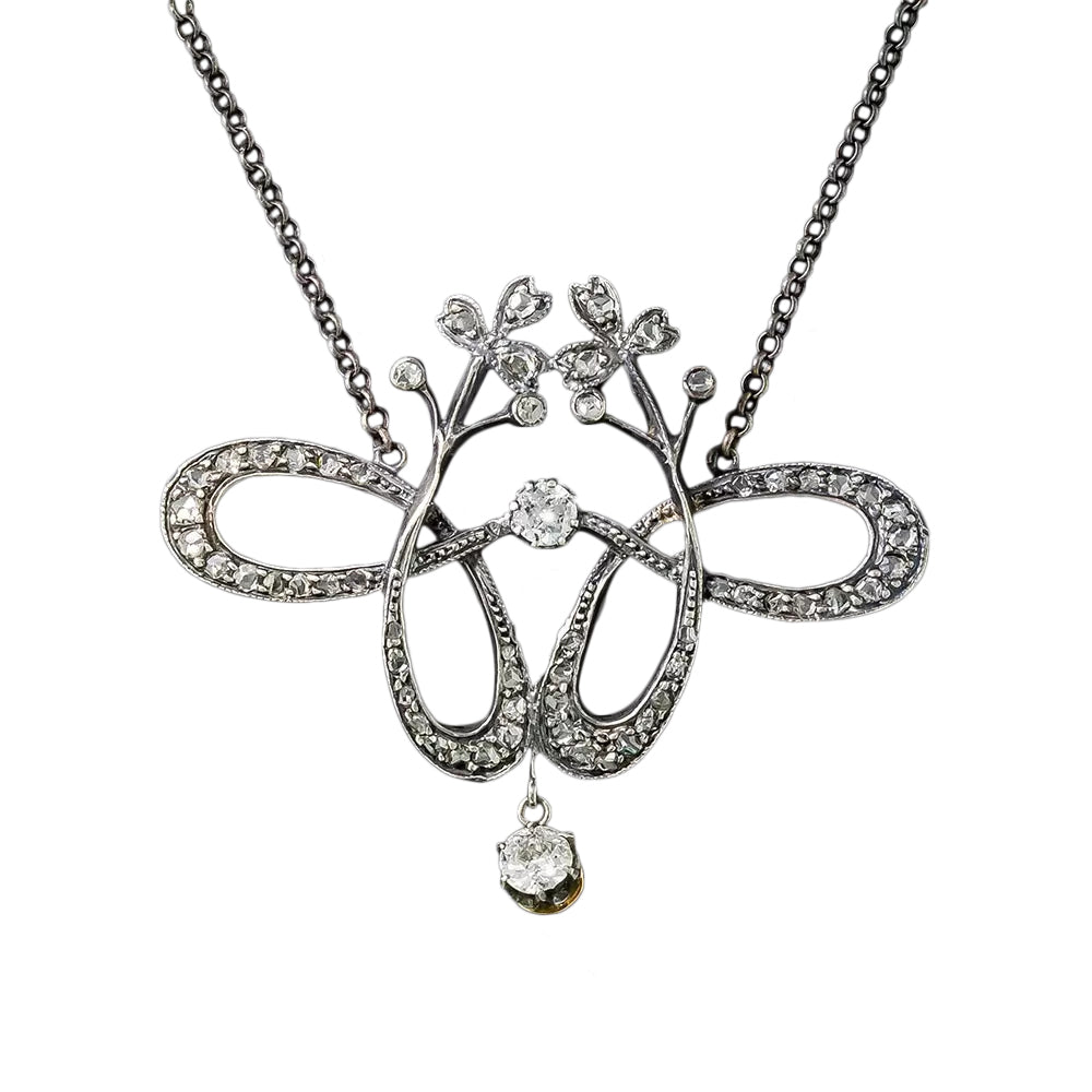 Victorian Diamond Scroll Necklace - 2