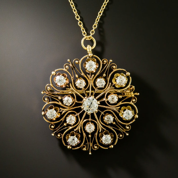 Victorian Diamond Starburst Brooch/Pendant