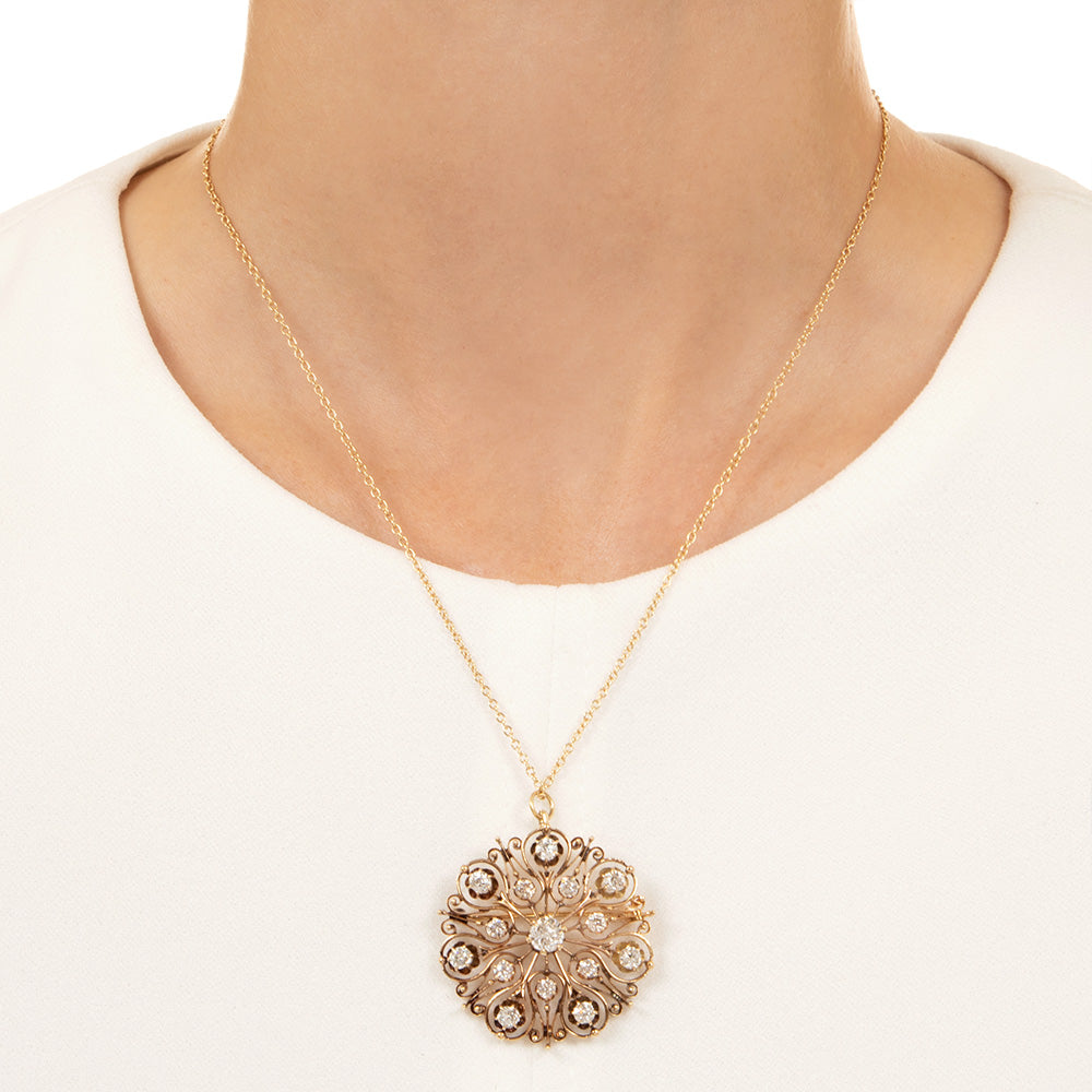 Victorian Diamond Starburst Brooch/Pendant - 4