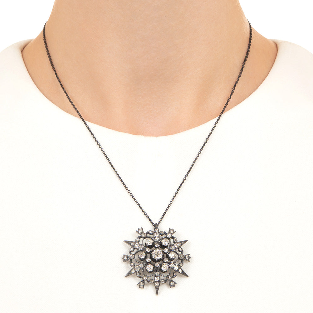 Victorian Diamond Starburst Pendant - 4