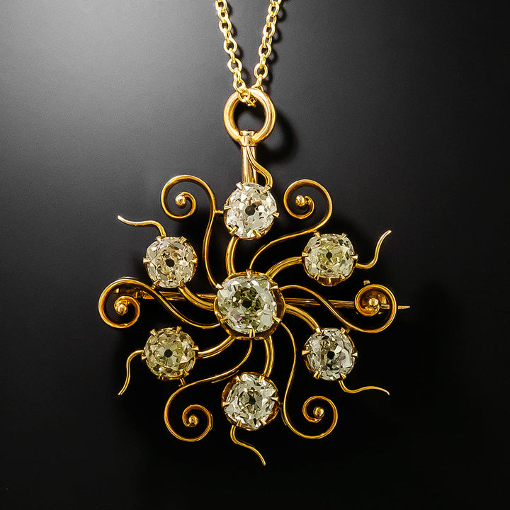 Victorian Diamond Starburst Pendant/Brooch