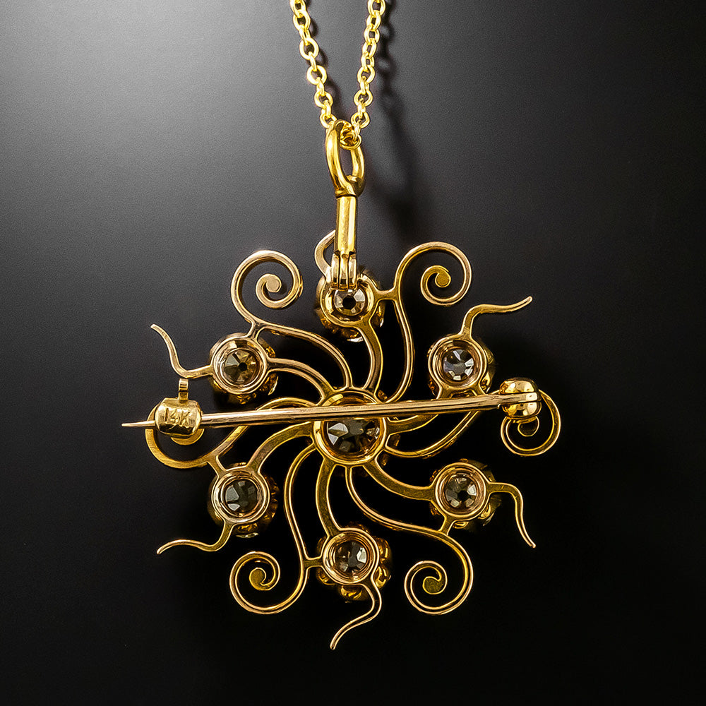 Victorian Diamond Starburst Pendant/Brooch - 3