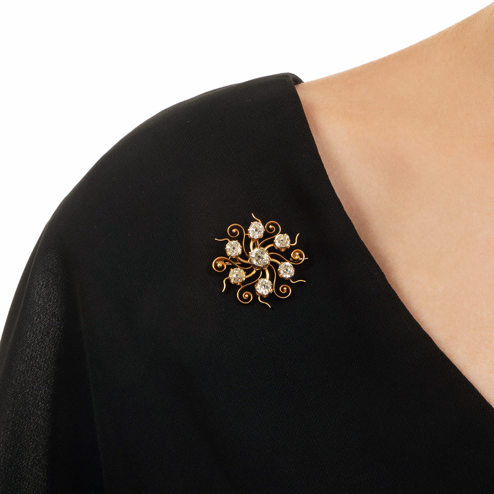 Victorian Diamond Starburst Pendant/Brooch - 5
