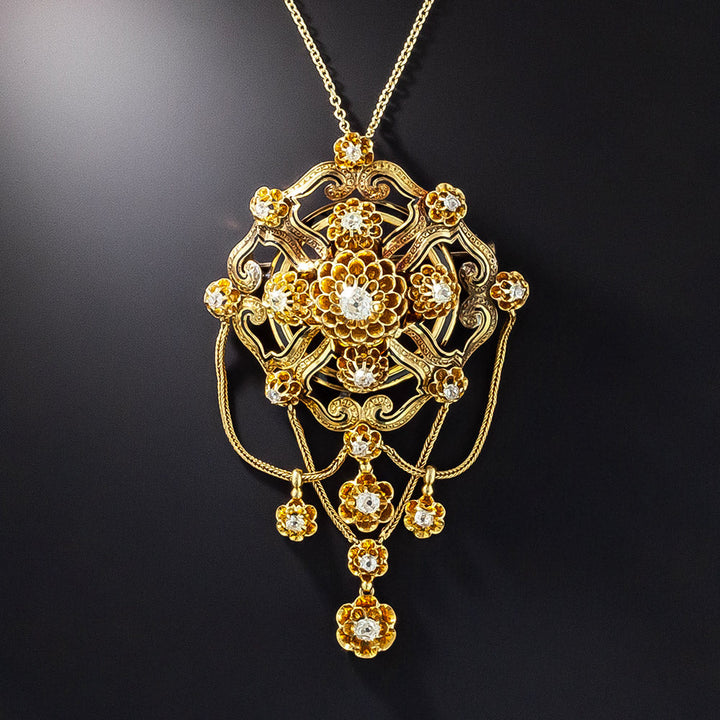 Victorian Diamond Swag Pendant/Brooch