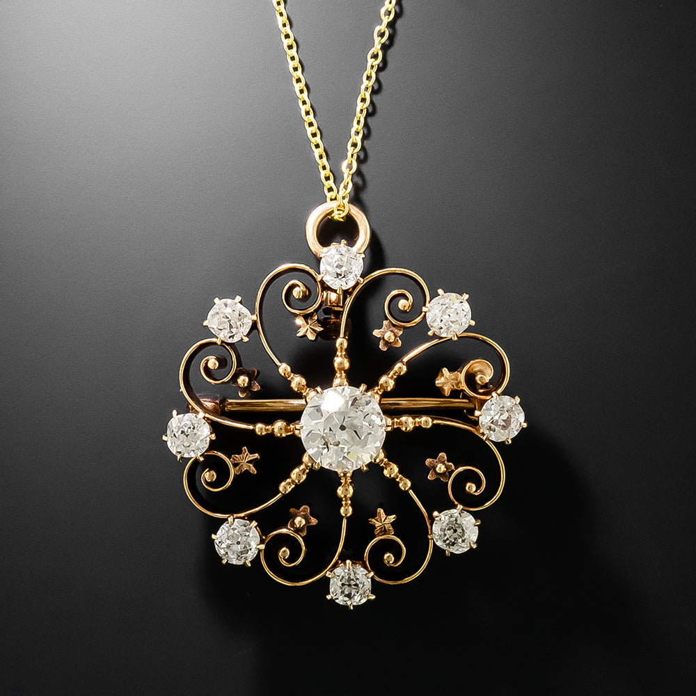 Victorian Diamond Swirl Pendant/Brooch - 2