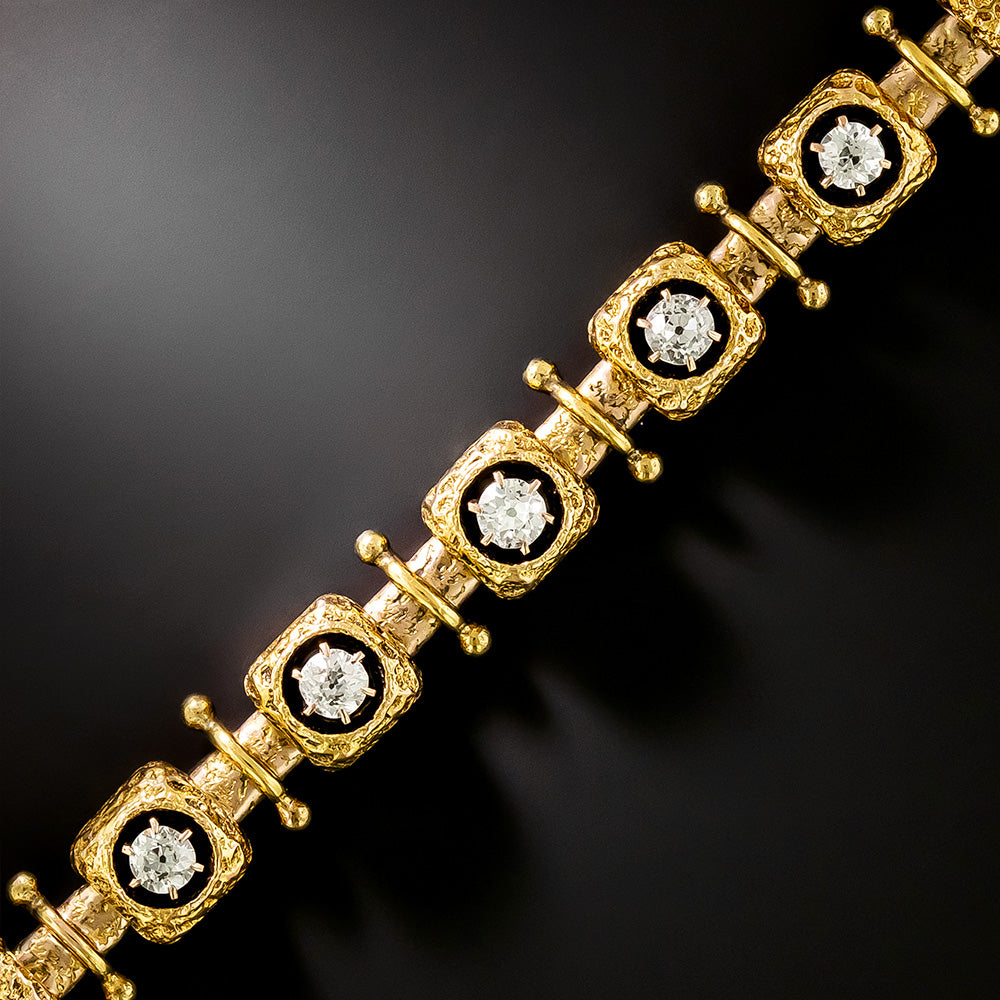 Victorian Diamond Textured Cubes Bracelet - 3