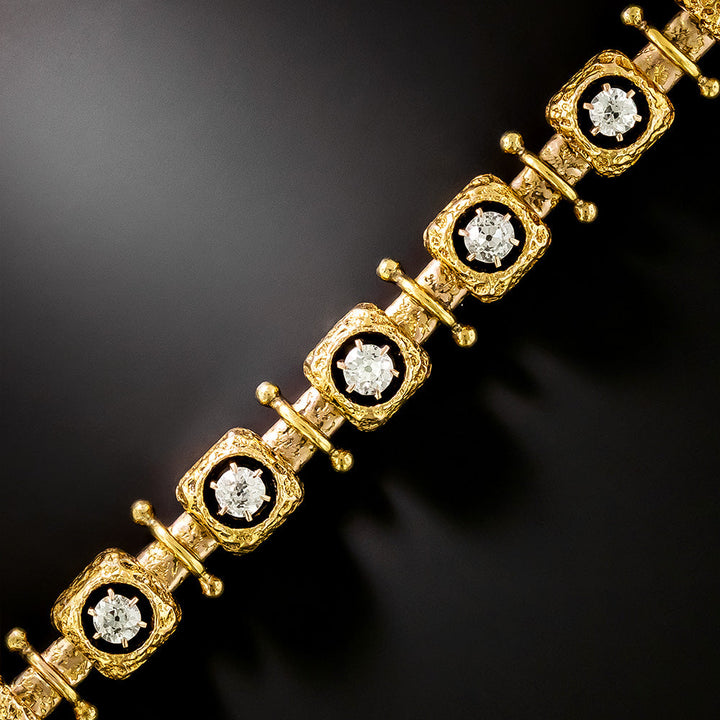 Victorian Diamond Textured Cubes Bracelet