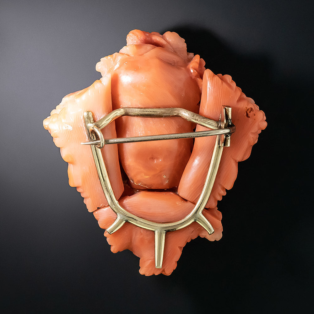 Victorian Dionysus/Bacchus Coral Brooch - 3