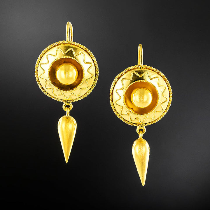 Victorian Disk and Drop Dangle Earrings