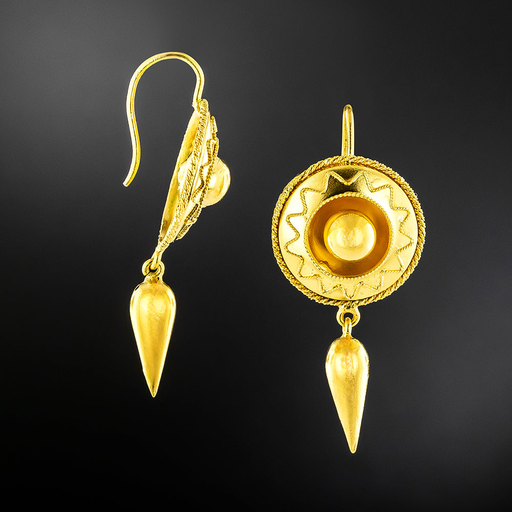 Victorian Disk and Drop Dangle Earrings - 3