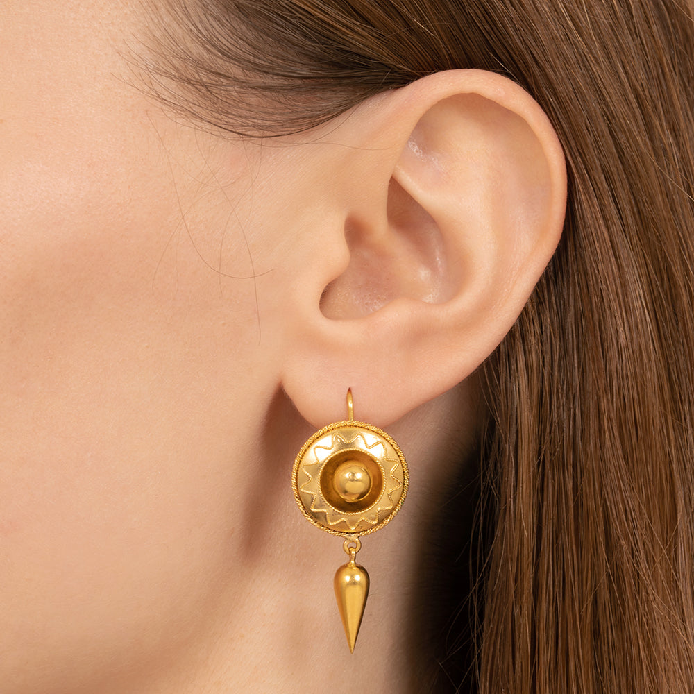 Victorian Disk and Drop Dangle Earrings - 4