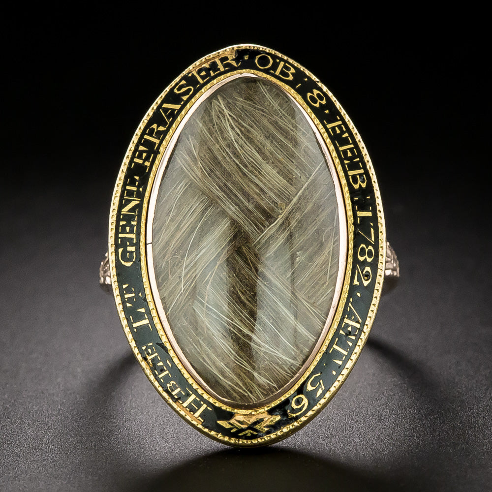 Victorian Enamel and Woven Hair Memorial Ring, 1856 - 3