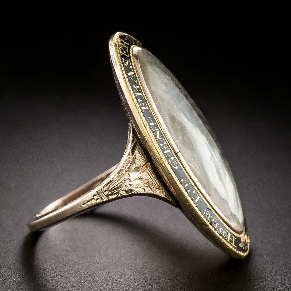 Victorian Enamel and Woven Hair Memorial Ring, 1856 - 4