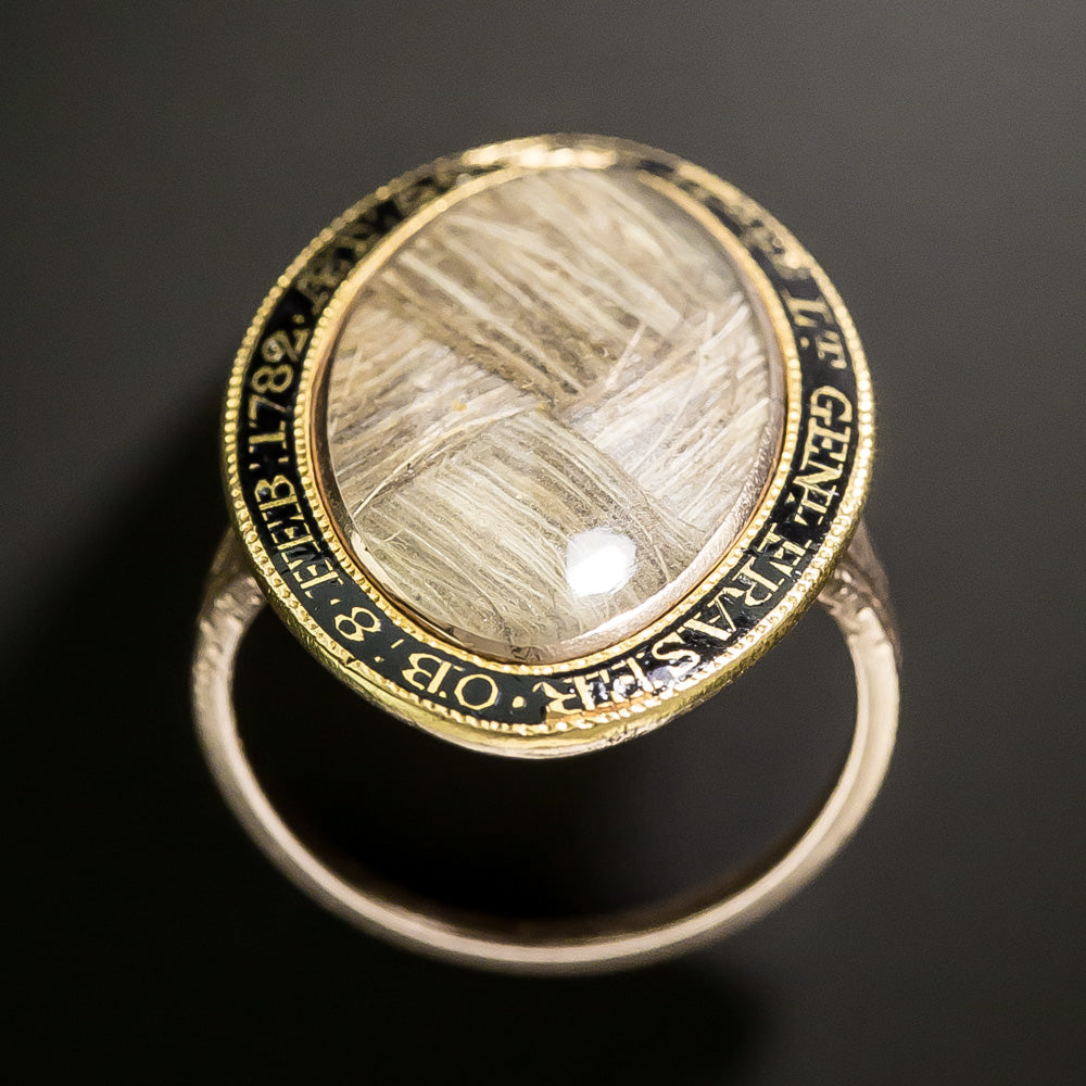 Victorian Enamel and Woven Hair Memorial Ring, 1856 - 5