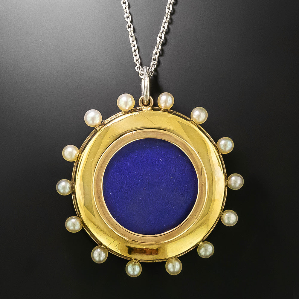 Victorian Enamel, Natural Pearl and Diamond Pendant Locket - 3